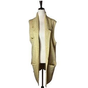 Cotton Patch Sweater Women Small Yellow Jones Popcorn Knit‎ Blazer Vest Outdoor